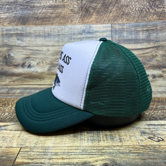 Dumb & Dumber Kick His Ass Seabass Mens Trucker Hat Green Snapback Fishing Cap - Picture 4 of 8